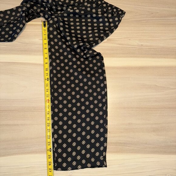 ZARA Black Floral Print Drawstring Straight Leg Pants Women's Medium M - Picture 6 of 6